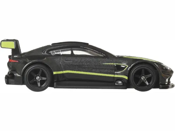 Aston Martin Vantage GTE Dark Gray Metallic with Lime Green Stripes "Euro Speed" Series Diecast Model Car by Hot Wheels #2
