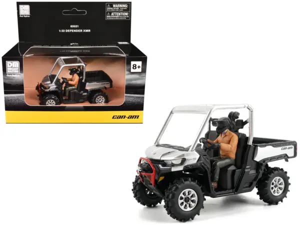 Can-Am Defender XMR Silver Metallic and Black with Driver Figure 1/32 Diecast Model by BRP Models #1