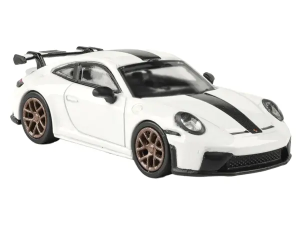 2025 Porsche 911 GT3 (992.2) Grand Prix White with Carbon Stripe 1/64 Diecast Model Car by Paragon #4
