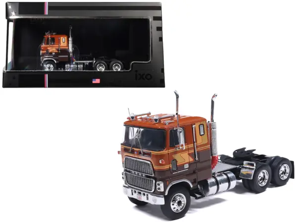 1976 Ford CL 9000 Truck Tractor Brown Two-Tone with Graphics 1/64 Diecast Model by IXO Models #1
