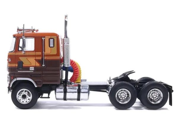 1976 Ford CL 9000 Truck Tractor Brown Two-Tone with Graphics 1/64 Diecast Model by IXO Models #2