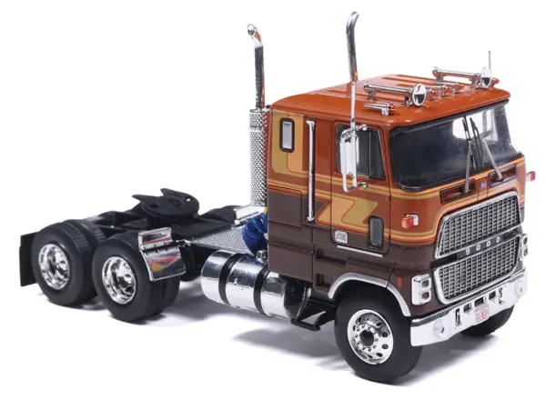 1976 Ford CL 9000 Truck Tractor Brown Two-Tone with Graphics 1/64 Diecast Model by IXO Models #3