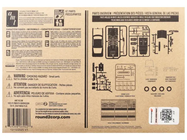 Skill 2 Model Kit 1965 Plymouth Barracuda "Craftsman Plus" Series 1/25 Scale Model by AMT #4