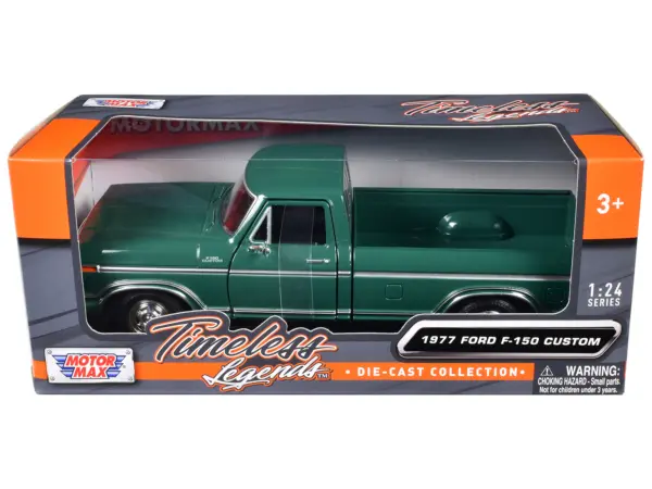 1977 Ford F-150 Custom Pickup Truck Green "Timeless Legends" Series 1/24 Diecast Model Car by Motormax #1