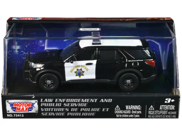 2022 Ford Police Interceptor Utility "California Highway Patrol" Black and White "Law Enforcement and Public Service" Series 1/43 Diecast Model Car by Motormax #1