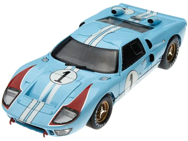 1966 Ford GT 40 MK II RHD (Right Hand Drive) #1 Light Blue Miles - Hulme Le Mans 1/18 Diecast Model Car by Shelby Collectibles #2