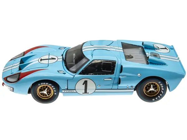 1966 Ford GT 40 MK II RHD (Right Hand Drive) #1 Light Blue Miles - Hulme Le Mans 1/18 Diecast Model Car by Shelby Collectibles #3