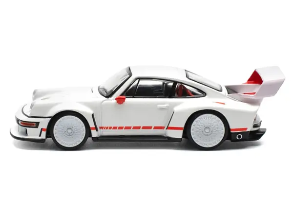 Singer DLS Turbo White with Red Stripes 1/64 Diecast Model Car by Pop Race #3