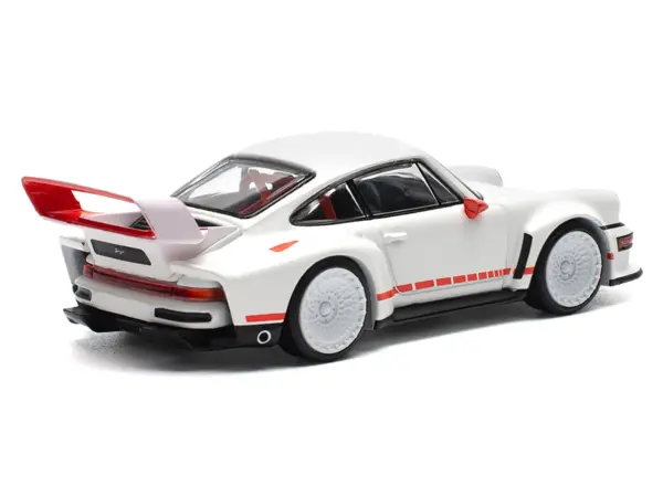 Singer DLS Turbo White with Red Stripes 1/64 Diecast Model Car by Pop Race #4