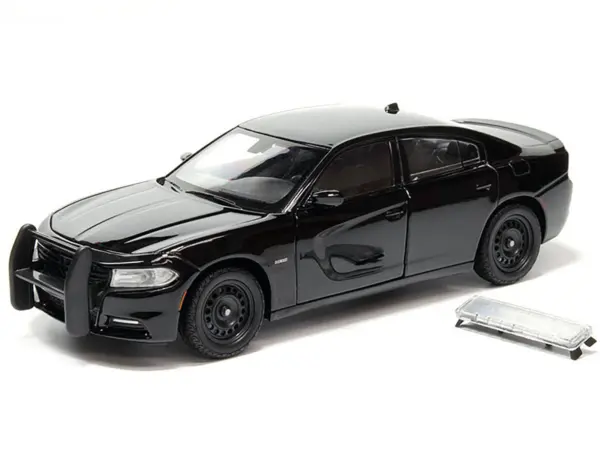 2016 Dodge Charger Pursuit Police Interceptor Black Unmarked "Police Pursuit" Series 1/24 Diecast Model Car by Welly #2