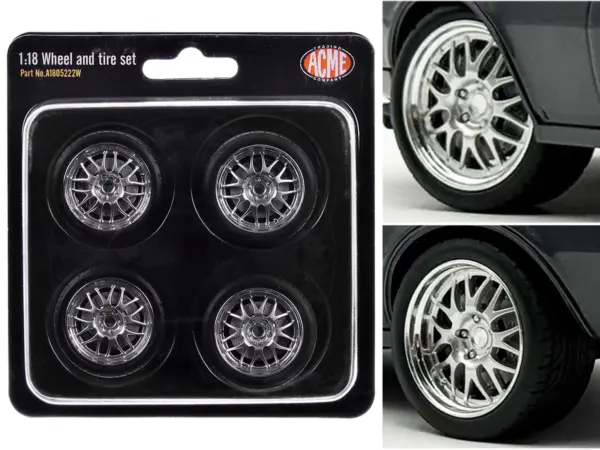 Street Fighter 18" Wheel and Tire Set of 4 pieces from "1968 Pontiac Firebird Street Fighter" for 1/18 Scale Models by ACME #1
