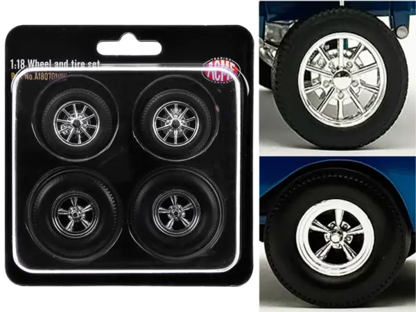 "Drag" Wheel and Tire Set of 4 pieces from "1957 Chevrolet 150 Gasser 'High Roller'" for 1/18 Scale Models by ACME #1