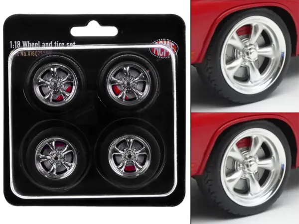 "Torque Thrust" Wheel and Tire Set of 4 pieces from "1967 Chevrolet C-10 Custom Pickup Truck" for 1/18 Scale Models by ACME #1