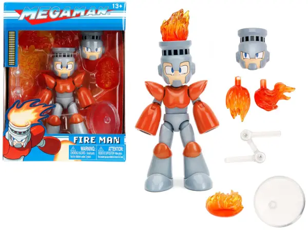 Fire Man 5.5" Moveable Figure with Accessories and Alternate Head and Hands "Mega Man" (1987) Video Game model by Jada #1