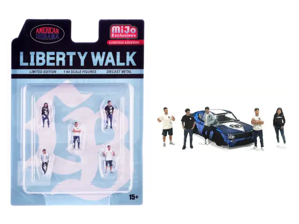 "Liberty Walk Team" 5 piece Diecast Figure Set (5 Figures) Limited Edition for 1/64 Scale Models by American Diorama #1