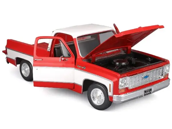 1974 Chevrolet C10 Cheyenne Super Pickup Truck Red and White "Special Edition" Series 1/18 Diecast Model Car by Maisto #2