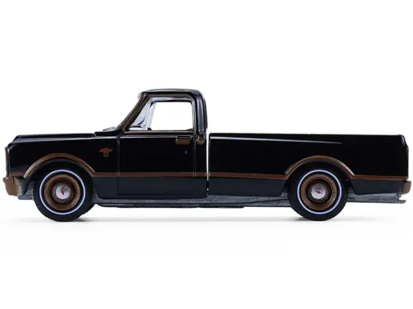 1972 Chevrolet C10 Pickup Truck Lowrider Black with Bronze Stripes "California Lowriders" Series 7 1/64 Diecast Model Car by Greenlight #2