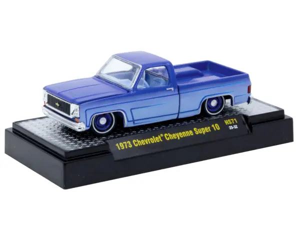 1973 Chevrolet Cheyenne Super 10 Pickup Truck "Custom Re-Styling" Blue and Light Blue Two-Tone with Blue Interior Limited Edition to 14058 pieces Worldwide 1/64 Diecast Model Car by M2 Machines #2
