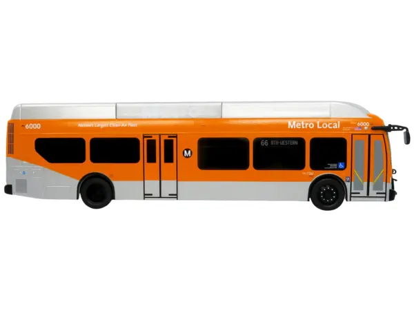 New Flyer Xcelsior Transit Bus Bank "Los Angeles Metro" Orange and Silver "The Bus & Motorcoach Collection" Limited Edition to 504 Pieces Worldwide 1/43 Model by Iconic Replicas #2