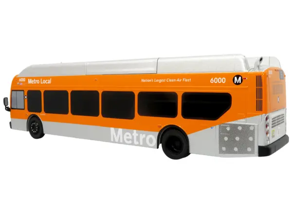 New Flyer Xcelsior Transit Bus Bank "Los Angeles Metro" Orange and Silver "The Bus & Motorcoach Collection" Limited Edition to 504 Pieces Worldwide 1/43 Model by Iconic Replicas #3