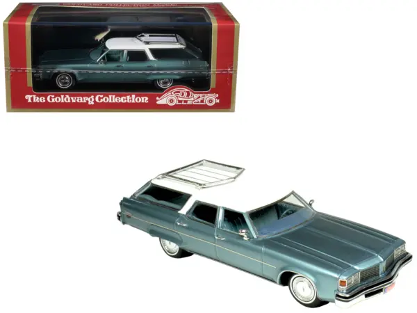 1976 Oldsmobile Custom Cruiser Light Blue Metallic with White Top and Blue Interior Limited Edition to 200 pieces Worldwide 1/43 Model Car by Goldvarg Collection #1