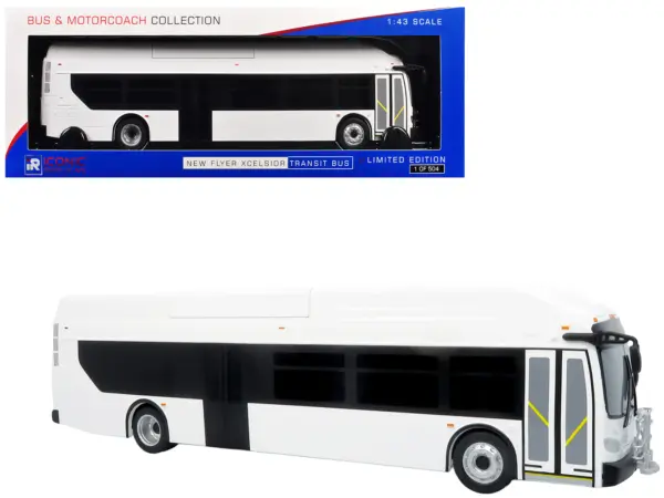 New Flyer Xcelsior Transit Bus Bank White "The Bus & Motorcoach Collection" Limited Edition to 504 Pieces Worldwide 1/43 Model by Iconic Replicas #1