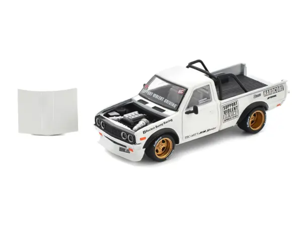 Datsun Pandem 620 Pickup Truck "Rocket Bunny Racing" White with Graphics 1/64 Diecast Model Car by Pop Race #2
