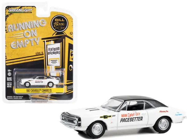 1967 Chevrolet Camaro SS White with Black Top "Book City Chevy Pacesetter - Altoona Pennsylvania" "Running on Empty" Series 16 1/64 Diecast Model Car by Greenlight #1