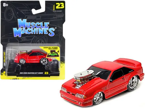1993 Ford Mustang SVT Cobra Red 1/64 Diecast Model Car by Muscle Machines #1