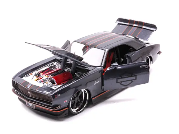 1968 Chevrolet Camaro Z/28 Dark Gray Metallic with Black and Orange Stripes "Harley Davidson" "H-D Custom" 1/24 Diecast Model Car by Maisto #2
