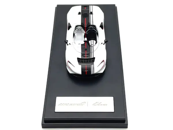 McLaren Elva Convertible White with Carbon and Red Stripes 1/64 Diecast Model Car by LCD Models #4