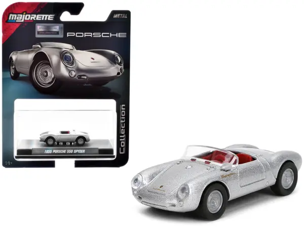1955 Porsche 550 Spyder Silver Metallic with Red Interior "Collection" Series 1/64 Diecast Model Car by Majorette #1