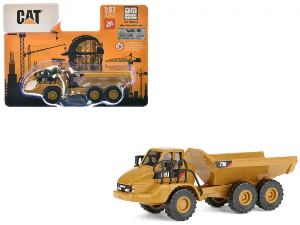 CAT Caterpillar 730 Articulated Truck Yellow 1/87 (HO) Diecast Model by Diecast Masters #1