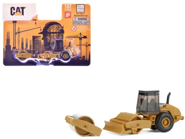 CAT Caterpillar CS56 Roller with Interchangeable Front Attachment Yellow 1/87 (HO) Diecast Model by Diecast Masters #1