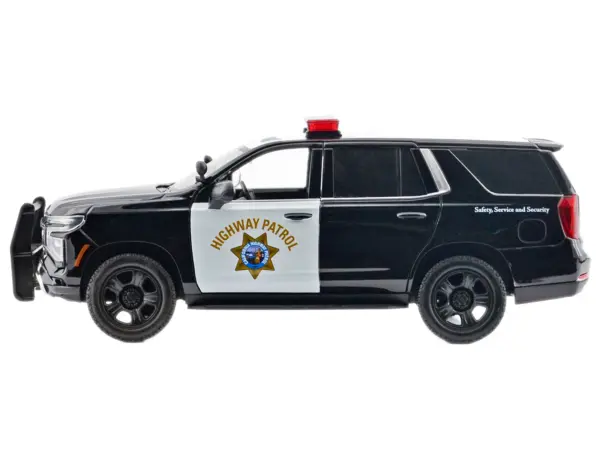 2025 Chevrolet Tahoe PPV "CHP (California Highway Patrol)" Black and White with Flashing Light Bar and Front and Rear Lights and Sounds 1/24 Diecast Model Car by Motormax #2