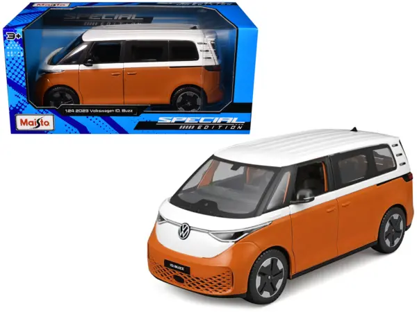 2023 Volkswagen ID. Buzz Van Orange and White "Special Edition" Series 1/24 Diecast Model Car by Maisto #1