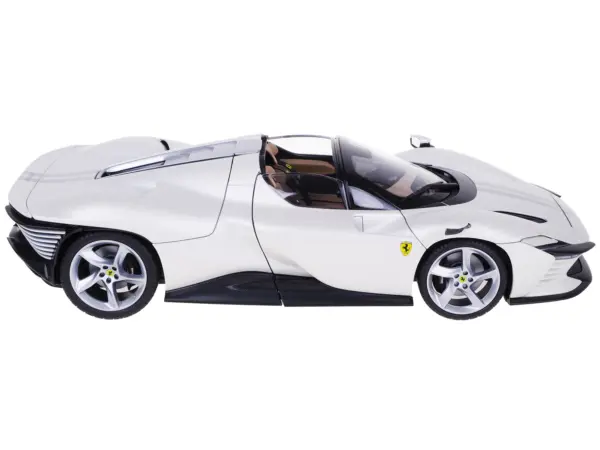 Ferrari Daytona SP3 White Metallic with Silver Stripes "Signature Series" 1/18 Diecast Model Car by Bburago #3