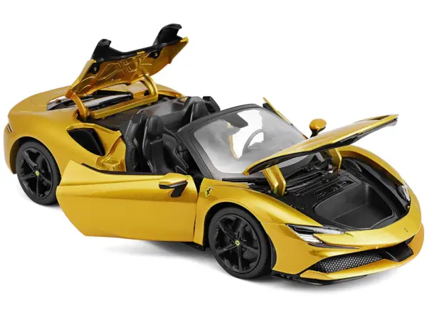 Ferrari SF90 Spider Gold Metallic "Race + Play" Series 1/18 Diecast Model Car by Bburago #2