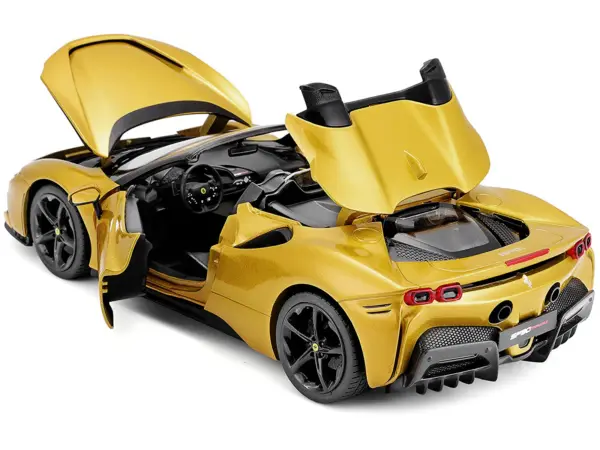 Ferrari SF90 Spider Gold Metallic "Race + Play" Series 1/18 Diecast Model Car by Bburago #3