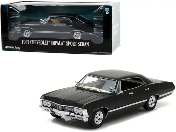 1967 Chevrolet Impala Sport Sedan Tuxedo Black 1/24 Diecast Model Car by Greenlight #1
