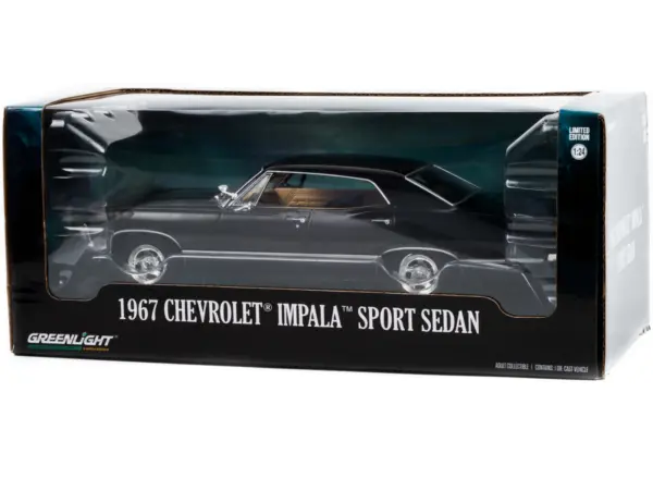 1967 Chevrolet Impala Sport Sedan Tuxedo Black 1/24 Diecast Model Car by Greenlight #3