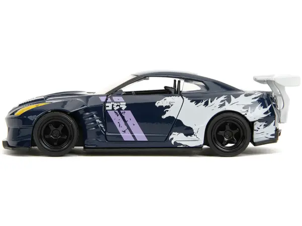 2009 Nissan GT-R (R35) Ben Sopra Dark Blue with Graphics "Godzilla" "Hollywood Rides" Series 1/32 Diecast Model Car by Jada #3