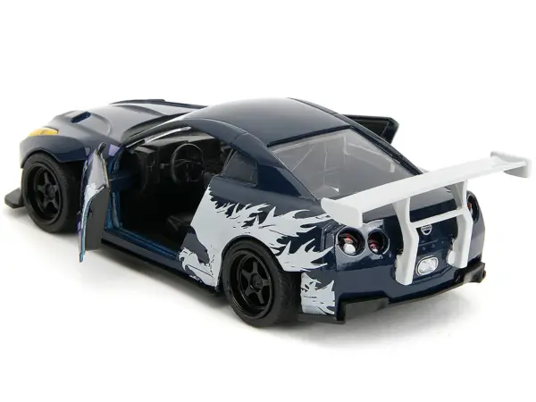 2009 Nissan GT-R (R35) Ben Sopra Dark Blue with Graphics "Godzilla" "Hollywood Rides" Series 1/32 Diecast Model Car by Jada #4