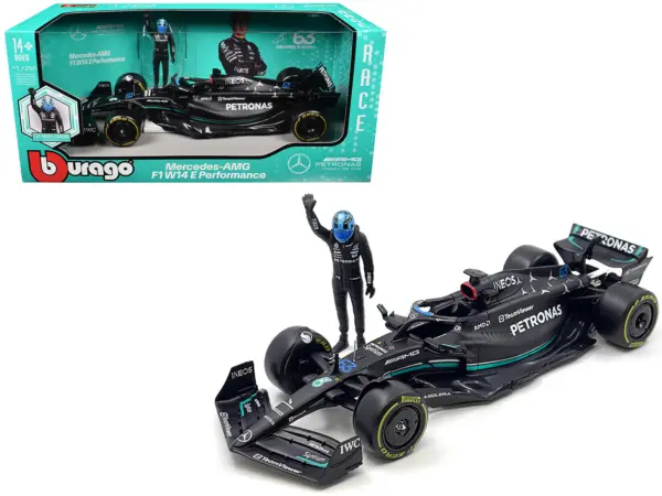 Mercedes-AMG W14 E Performance #63 George Russell "Petronas" Formula One F1 World Championship (2023) with Driver Figure 1/24 Diecast Model Car by Bburago #1