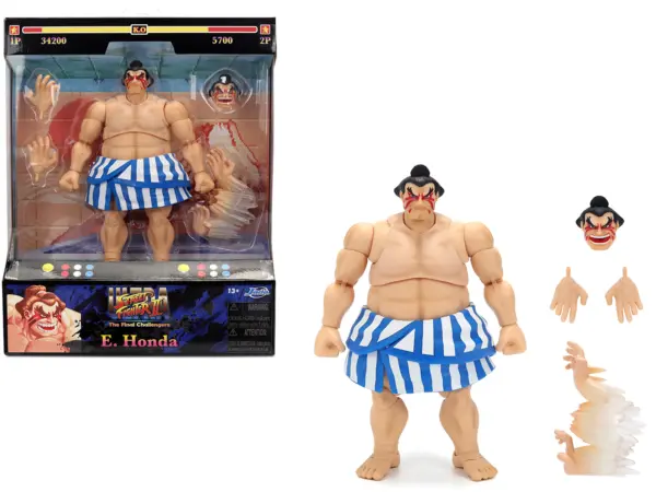 E. Honda 6.5" Moveable Figure with Accessories and Alternate Head and Hands "Ultra Street Fighter II: The Final Challengers" (2017) Video Game Model by Jada #1