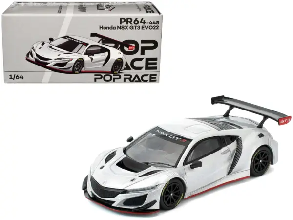 Honda NSX GT3 EVO22 Silver Metallic "Brazilian Event Exclusive" 1/64 Diecast Model Car by Pop Race #1