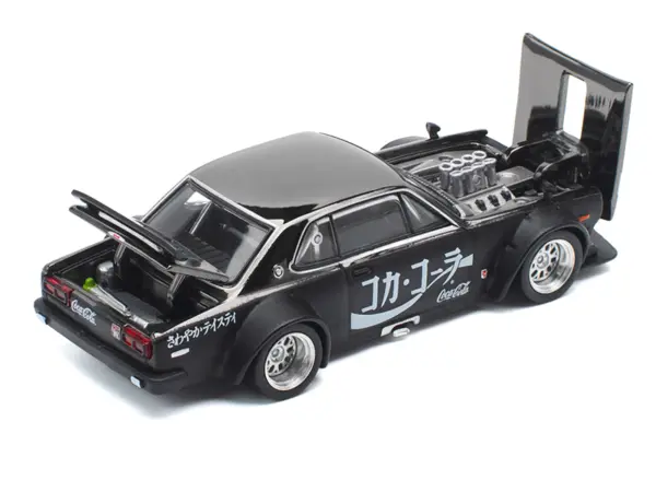 Skyline GT-R V8 Drift "Hakosuka" RHD (Right Hand Drive) "Coca-Cola" Black 1/64 Diecast Model Car by Pop Race #2