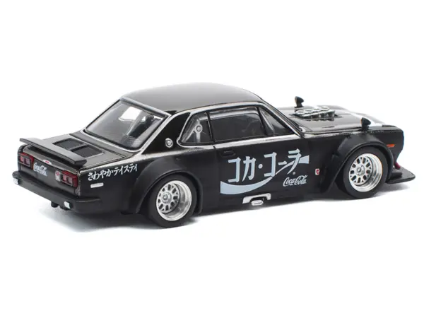 Skyline GT-R V8 Drift "Hakosuka" RHD (Right Hand Drive) "Coca-Cola" Black 1/64 Diecast Model Car by Pop Race #4