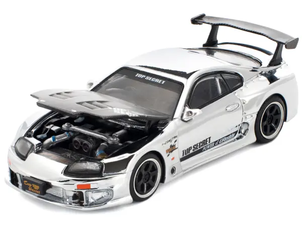 Toyota Supra "Top Secret" GT300 RHD (Right Hand Drive) Silver Chrome 1/64 Diecast Model Car by Pop Race #2