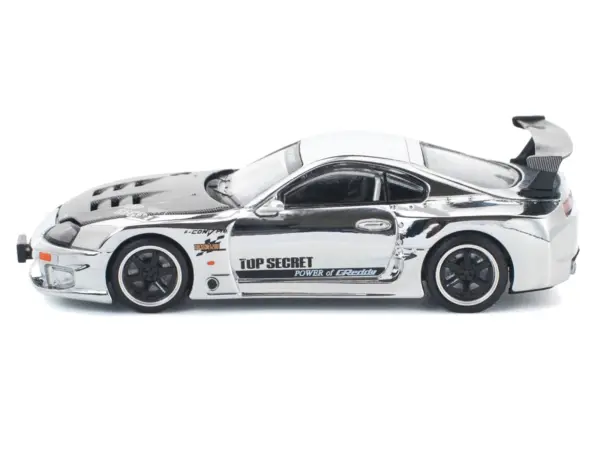 Toyota Supra "Top Secret" GT300 RHD (Right Hand Drive) Silver Chrome 1/64 Diecast Model Car by Pop Race #3